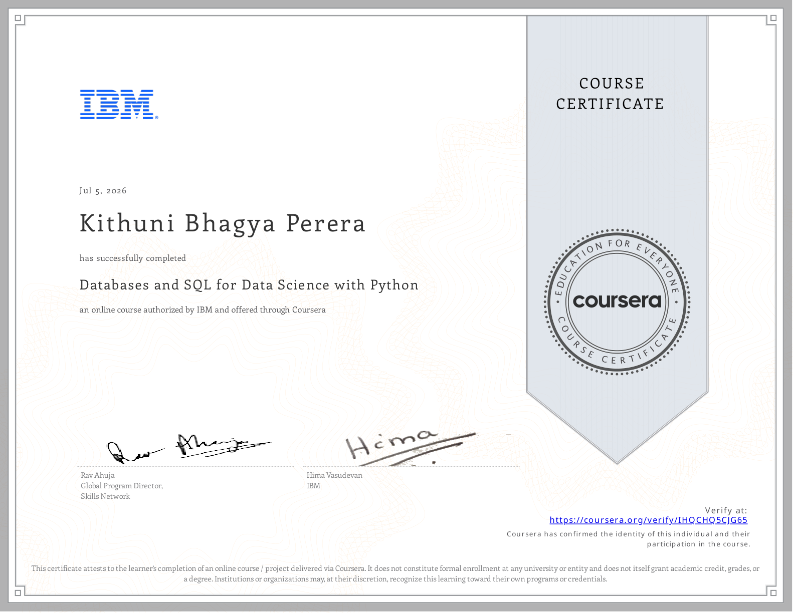 Databases and SQL for Data Science with Python